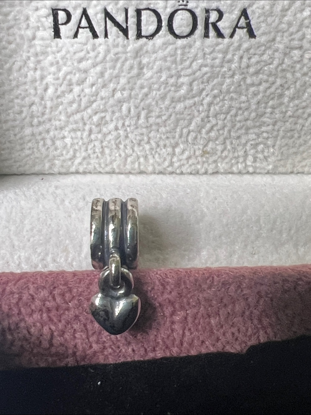 Pandora Silver Heart Dangle Charm - Silver